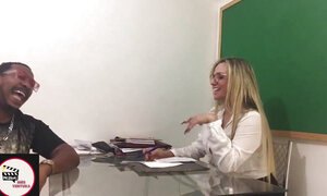 Black catra fucks teacher in classroom