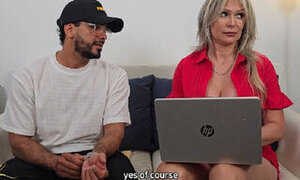 A MILF who owns a talent agency auditions a singer for a job - Monique Fuentes