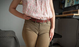 Naughty Colleague Showing Off Wedgie Pussy
