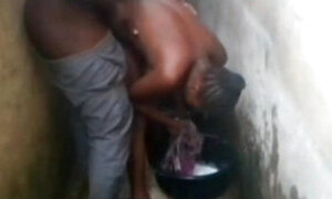 In the middle of the laundry the neighbor's wife getting fucked by a black cock