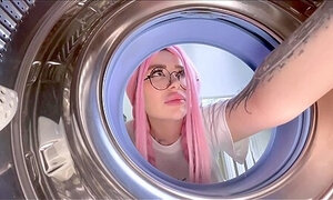 Fucked Step Sister While She Was Stuck In The Washing Machine