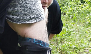 Mother-in-law sucks my dick in a public park and swallows cum