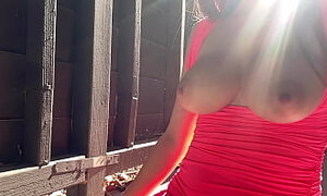 Italian Solo big Tits Artemisia Love Hot solo bouncing outside