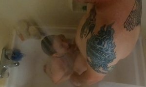 'Hot petite babe swallows his piss and gags while being face fucked.'