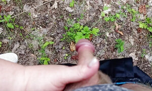 A friend sucks my dick in a public park and swallows cum