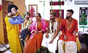 Desi queen BBW Sucharita Full foursome Swayambar hardcore erotic Night Group sex gangbang Full Movie ( Hindi Audio )