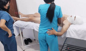 Nurse porn!! They seduce a patient to fuck in the hospital.