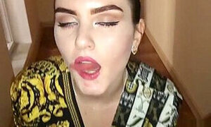 Army Girl Sucks Dick For a Mouthful of Cumplay & Swallow Thick Cum-IMWF POV