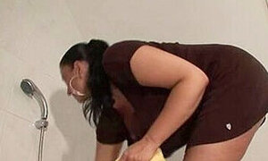 Massive-Breasts-Mother I`d Like To Fuck Dildoing And Posing In Kitchen And Shower
