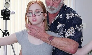 Dsc12-6) Petite Spinner Reagan Reid Bdsm Spank Paddle And Cane + Old Man Fucking Her With Creampie