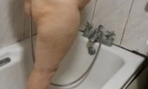 Step mom naked in bathroom caught cheating husband fucking with step son