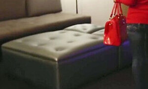 Lady in red spreading her legs for money
