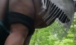 OMG.. the way this pussy made that dick splatter cum all over the forest
