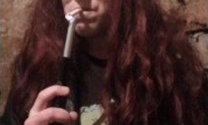 Smoking redhead goth. Smokey tongue